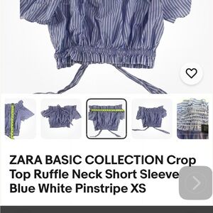 Zara Blue and White Pinstripe Crop Top